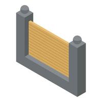 Fence black stone icon, isometric style vector