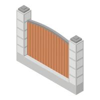 Farm stone fence icon, isometric style vector