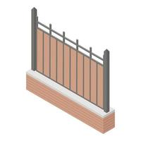 Metal plastic fence icon, isometric style vector