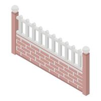 Brick fence icon, isometric style vector