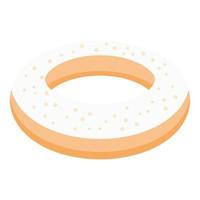 Vanilla donut icon, isometric style vector