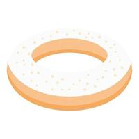 Vanilla donut icon, isometric style vector