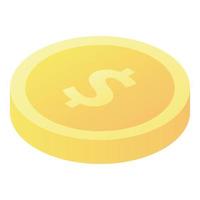 Gold coin icon, isometric style vector