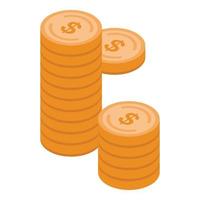 Dollar coin stack icon, isometric style vector