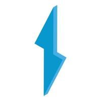 Blue lightning bolt icon, isometric style vector