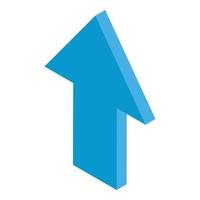 Blue up arrow icon, isometric style vector