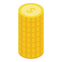 Coins stack icon, isometric style vector