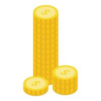 Gold coin stack icon, isometric style vector