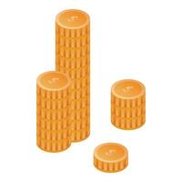 Stack of coins icon, isometric style vector