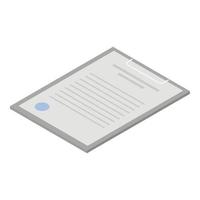 Document clipboard icon, isometric style vector