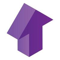 Violet arrow icon, isometric style vector