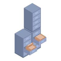 Files of drawer icon, isometric style vector