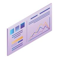 Graph chart icon, isometric style vector