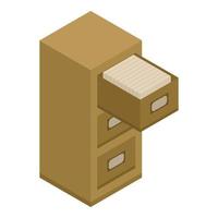 Open archive drawer icon, isometric style vector