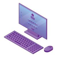 Computer desktop icon, isometric style vector