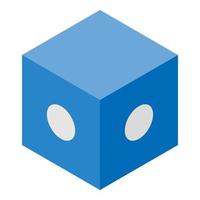 Blue dotted cube icon, isometric style vector