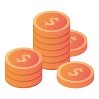 Money coin stack icon, isometric style vector