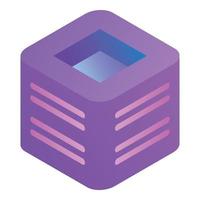 Cube chat icon, isometric style vector