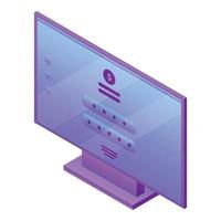 Computer monitor icon, isometric style vector