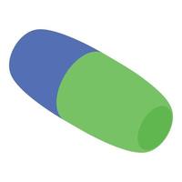 Blue green capsule icon, isometric style vector