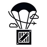 icono de entrega de paquetes en paracaídas, estilo simple vector