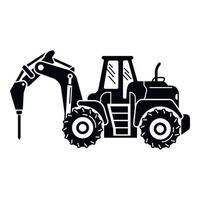 Drilling machine tractor icon, simple style vector