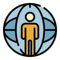 Man and globe icon color outline vector