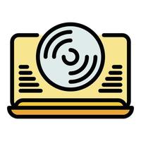 Vinyl player icon color outline vector