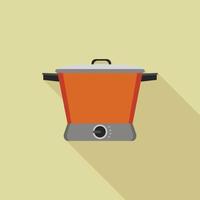 Orange slow cooker icon, flat style vector