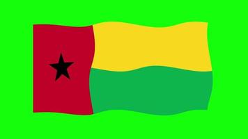 Guinea Bissau Waving Flag 2D Animation on Green Screen Background. Looping seamless animation. Motion Graphic video