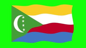 Comoros Waving Flag 2D Animation on Green Screen Background. Looping seamless animation. Motion Graphic video