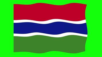 Gambia golvend vlag 2d animatie Aan groen scherm achtergrond. looping naadloos animatie. beweging grafisch video