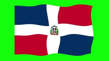 Dominican Republic Waving Flag 2D Animation on Green Screen Background. Looping seamless animation. Motion Graphic video