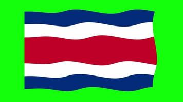 Costa Rica Waving Flag 2D Animation on Green Screen Background. Looping seamless animation. Motion Graphic video