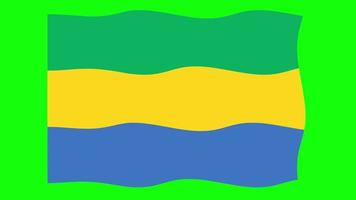 gabon agitant le drapeau animation 2d sur fond d'écran vert. animation transparente en boucle. graphique de mouvement video