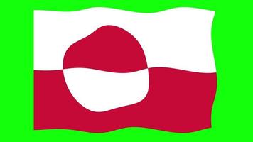 Greenland Waving Flag 2D Animation on Green Screen Background. Looping seamless animation. Motion Graphic video