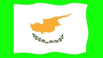 Cyprus Waving Flag 2D Animation on Green Screen Background. Looping seamless animation. Motion Graphic video