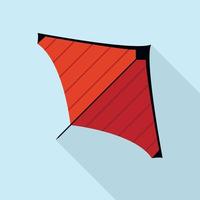 Red striped kite icon, flat style vector