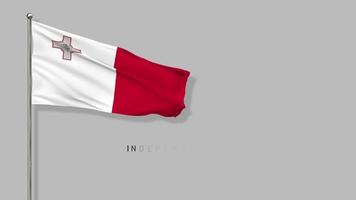 bandera de malta ondeando en el viento representación 3d, día nacional, día de la independencia, pantalla verde de clave de croma, selección de luma mate video