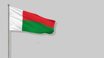 Madagascar Flag Waving in The Wind 3D Rendering, National Day, Independence Day, Chroma Key Green Screen, Luma Matte Selection video