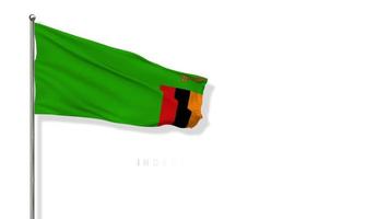 Zambia Flag Waving in The Wind 3D Rendering, National Day, Independence Day, Chroma Key Green Screen, Luma Matte Selection video