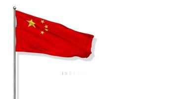 bandeira da china balançando ao vento renderização em 3d, dia nacional, dia da independência, tela verde chroma key, seleção luma matte video