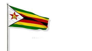 bandera de zimbabwe ondeando en el viento representación 3d, día nacional, día de la independencia, pantalla verde de clave de croma, selección de luma mate video