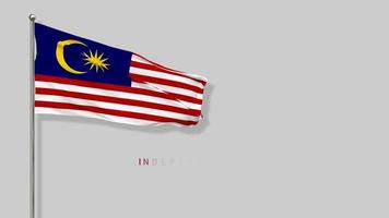 malaysische flagge weht im wind 3d-rendering, nationalfeiertag, unabhängigkeitstag, chroma-key-grüner bildschirm, luma-matte-auswahl video