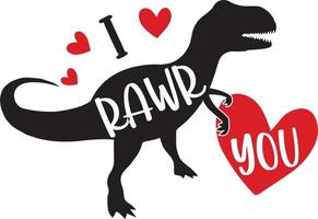 I Rawr You, Valentines Day, Heart, Love, Be Mine, Holiday, Vector Illustration Files