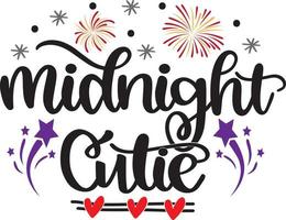 Midnight Cutie, Happy New Year, Cheers to the New Year, Holiday, Vector Illustration File