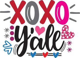 XoXo Yall, Valentines Day, Heart, Love, Be Mine, Holiday, Vector Illustration File