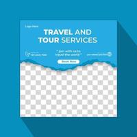 Travel and tour business agency social media post template design, design for ads, template for web banner, and social media post design vector