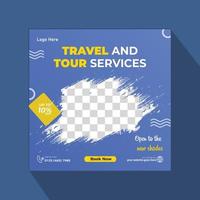 Square world travel agency social media post design, abstract template post for social media ad, design for travel ads vector