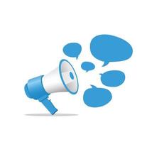 Megaphone Clean Blue and White Background, Megaphone with Free Space for Text Content. vector